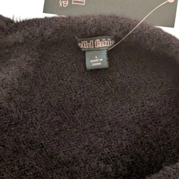 NWT Wild Fable Dark Gray One Shoulder Cable Knit Sweater L - Picture 8 of 8